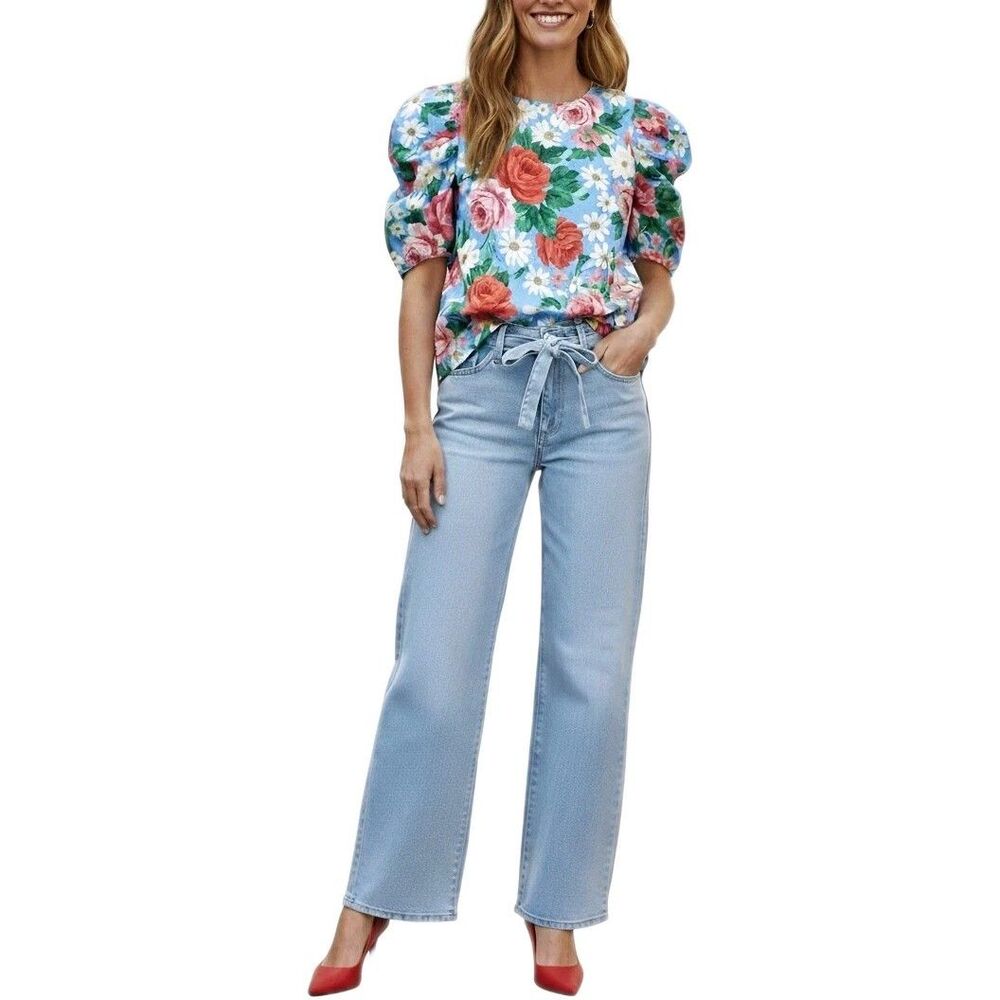 Levi Strauss Signature Vintage Inspired Tie Belted Wide Leg Jeans Women's 12/W31